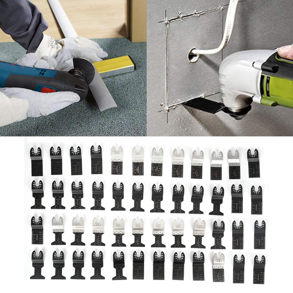48 Uds Hojas de Sierra Oscilantes para Carpintería Rueda de Corte de Carpintero Hojas de Carburo Multiherramienta para Madera, Tubos de PVC, Metales