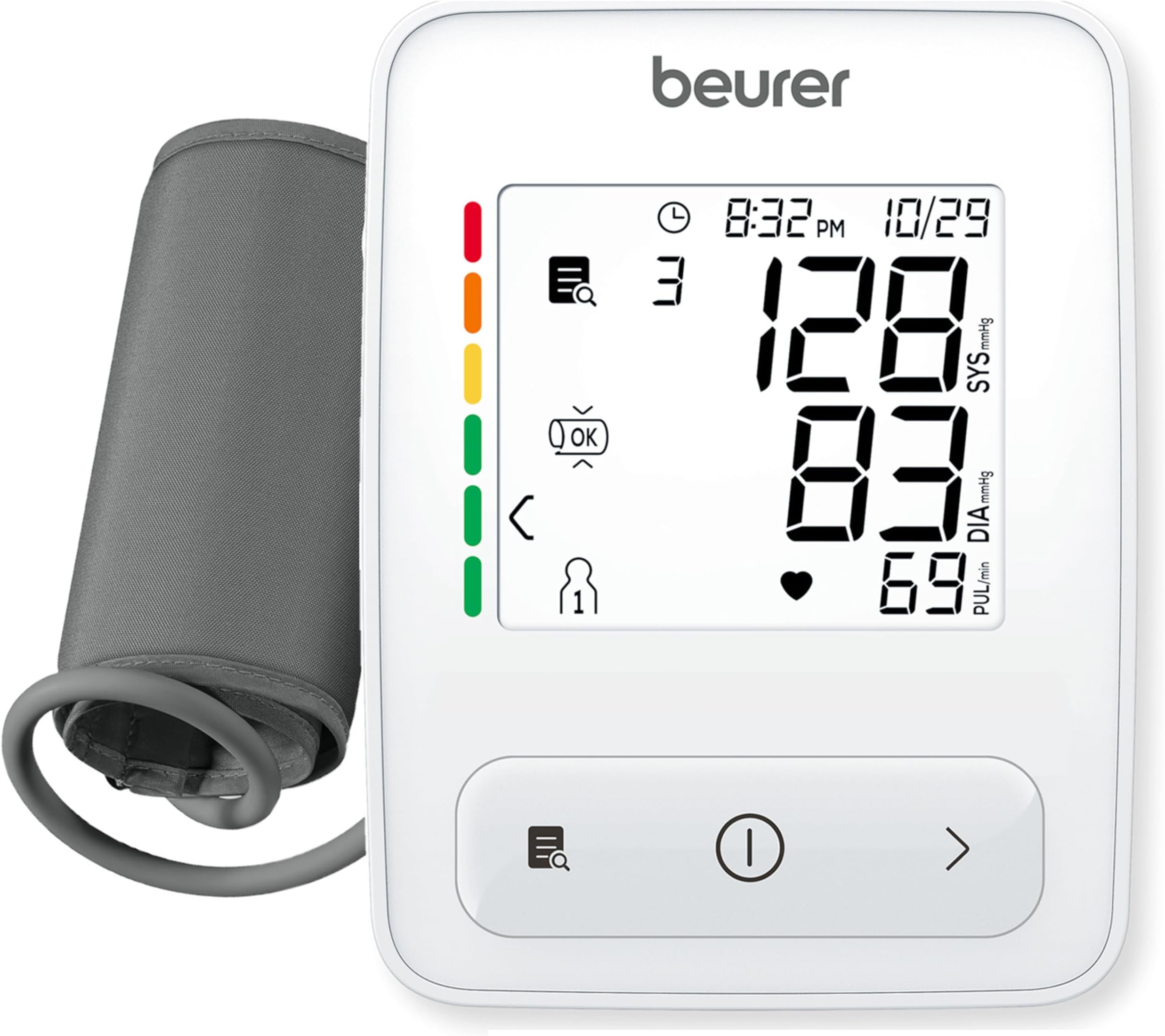 Auto 400 Upper Arm Blood Pressure Monitor, Universal Cuff for Standard to Large Arms, Accurate Blood Pressure Machine with Color Coded Results and Irregular Heartbeat Detection