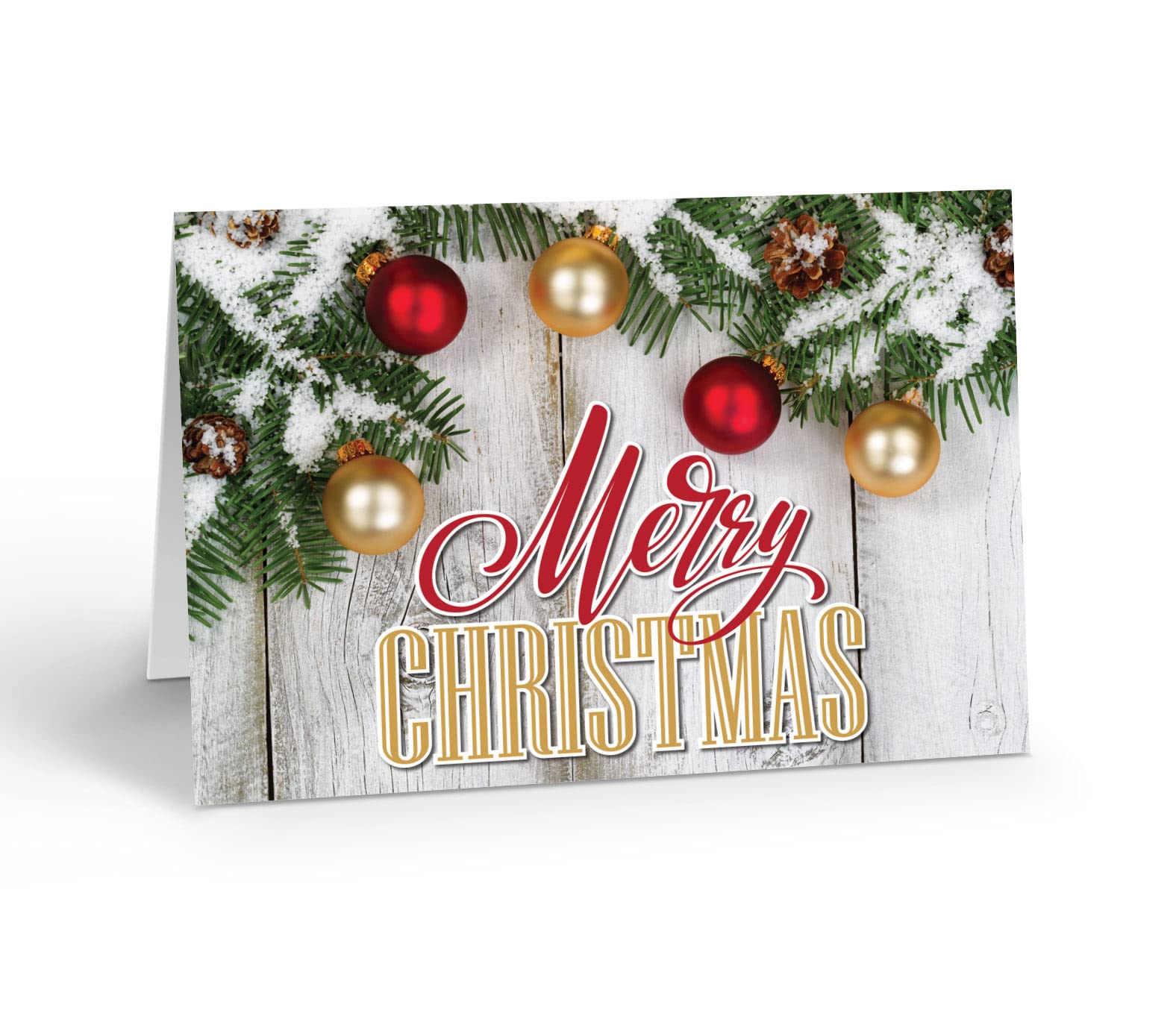 Stonehouse Collection Rustic Merry Christmas Cards - 12 Holiday Boxed Cards & Envelopes - Traditional - USA Made