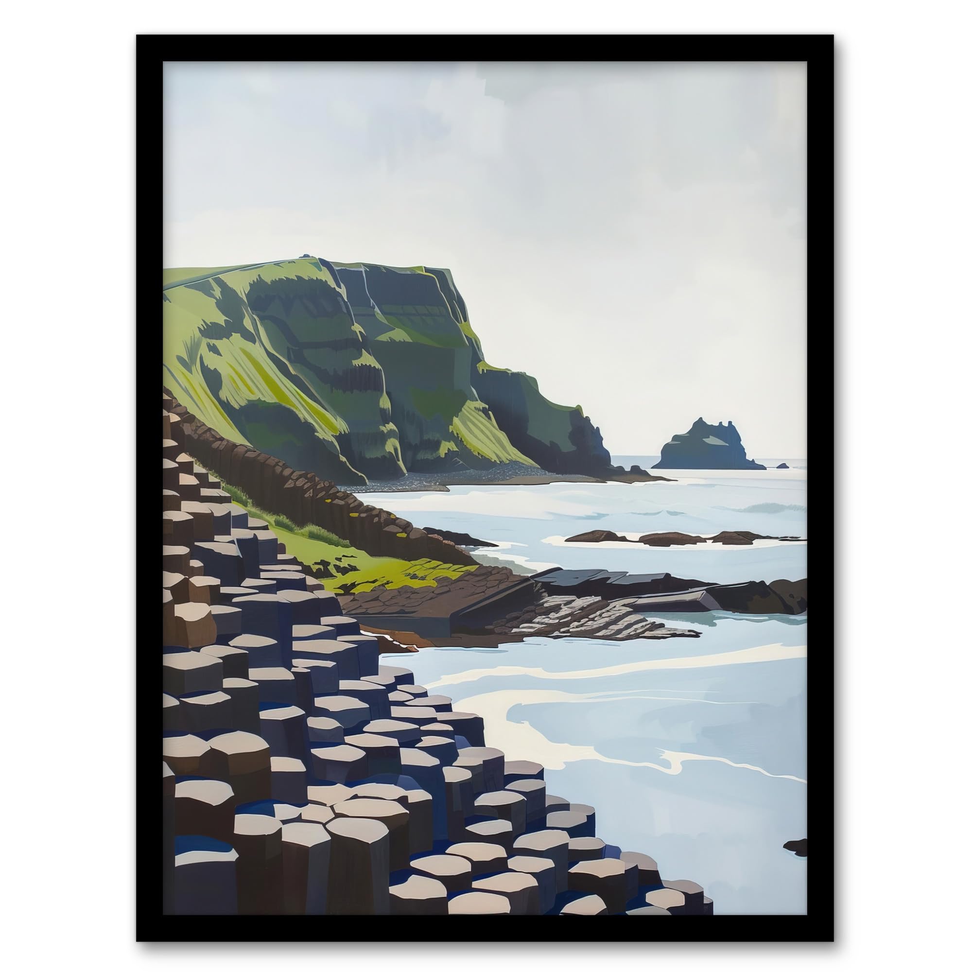 Artery8 Giants Causeway Seaside Columns Coastal Ireland Living Room Artwork Framed Wall Art Print A4