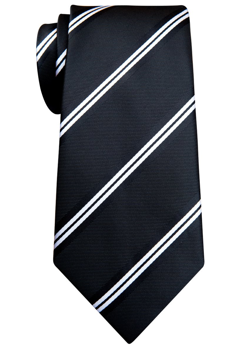Retreez Classic Regimental Wide Striped Woven Microfiber 3.15" Men's Tie - Black