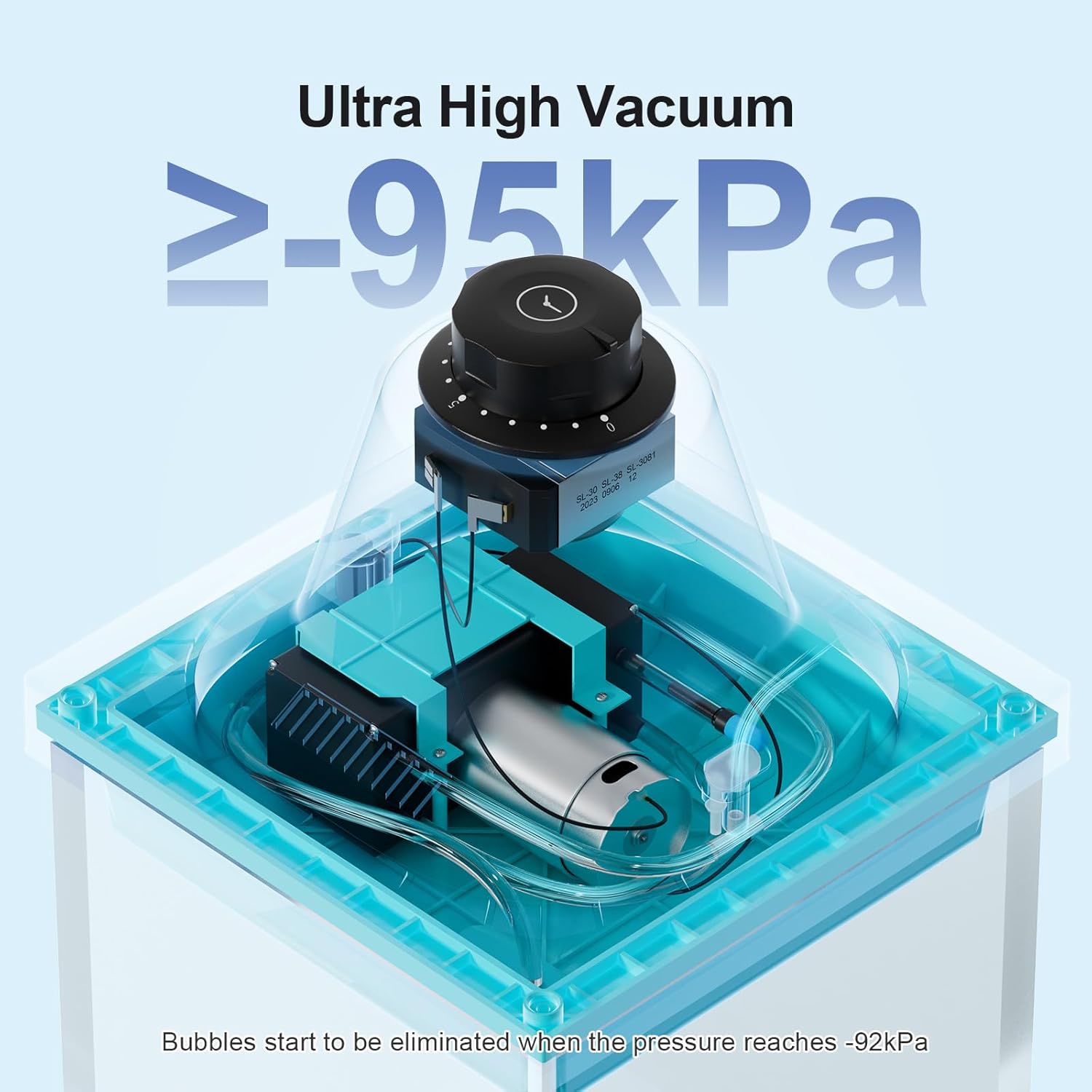 Resin Bubble Remover, Removes 99% of Air Bubbles in 5 Minutes, 95kPa Vacuum Chamber with Timer, Big Capacity Bubble Remover for Epoxy Molds Casting, UV Resin, Silicone, Jewelry Making(Blue)
