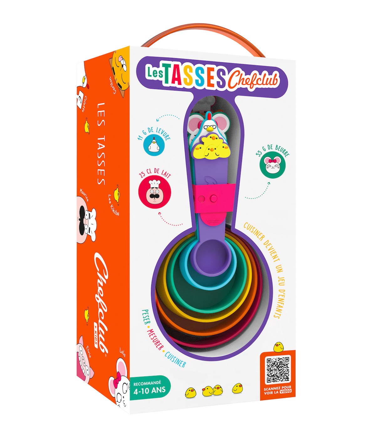 Chefclub Kids - Couteau Sécurisé + Mini-Ustensiles + Recettes Illustrées + Tasses Doseuses - Apprentissage Cuisine Ludique - Enfants dès 4 Ans - Silicone Sans BPA - Idée Cadeau Éducatif