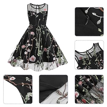 Amazon.com: Kids Girls Floral Embroidered Dress Sleeveless