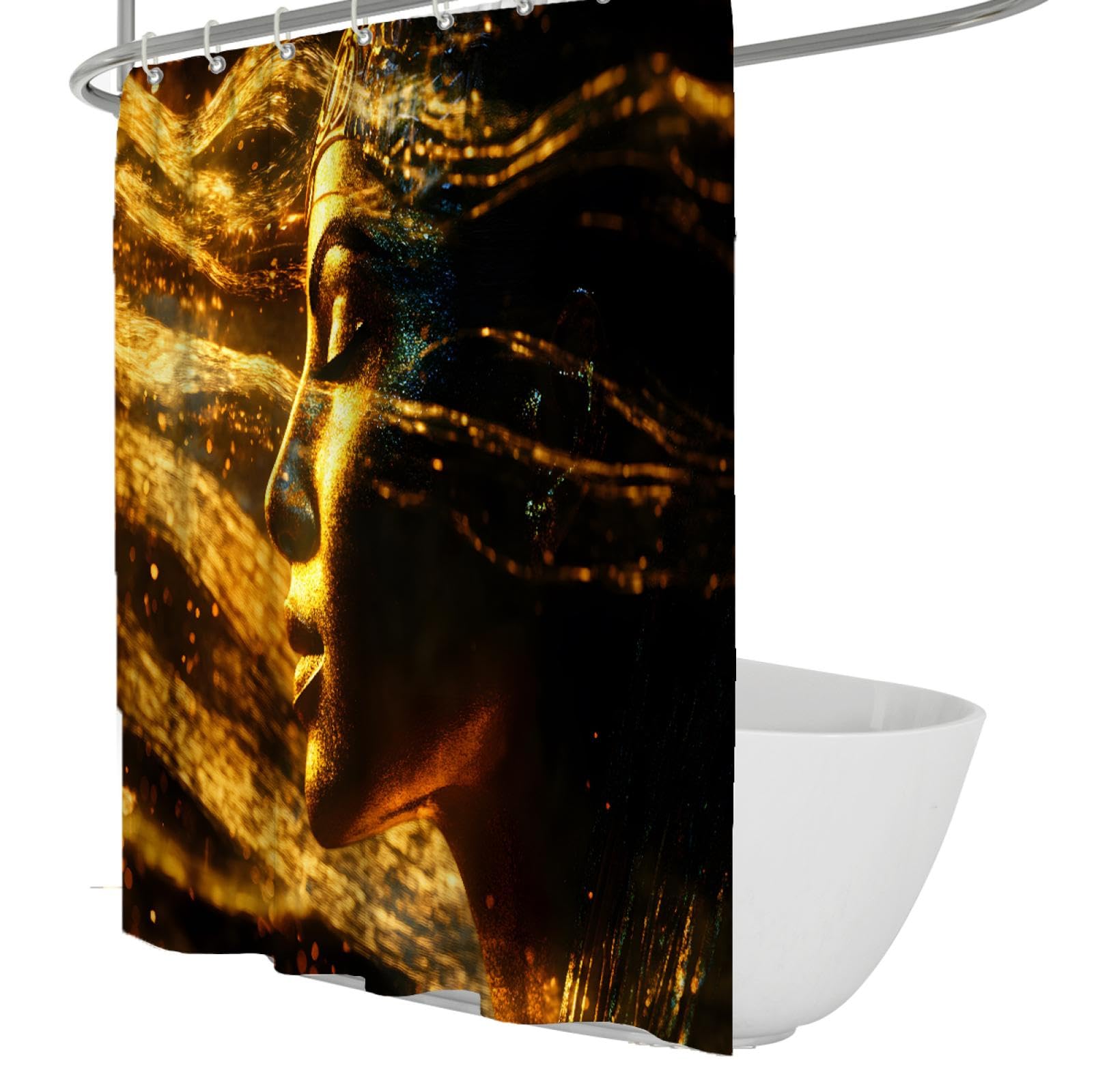 Cortina de Ducha fantasía misteriosa Golden Goddess Cortina de baño Lujo Juego Cortinas de Ducha Tela Lavable a máquina con 12 Ganchos 240x180