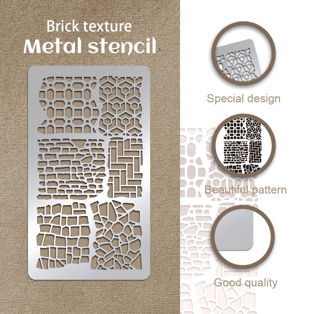 UNICRAFTALE Metal Stencils for Craft Wood Burning Brick Texture Stencils Stainless Steel Reusable Templates Layering Drawing Stencil for Journaling Painting Airbrush Carving Engraving Scrapbooking - Image 4