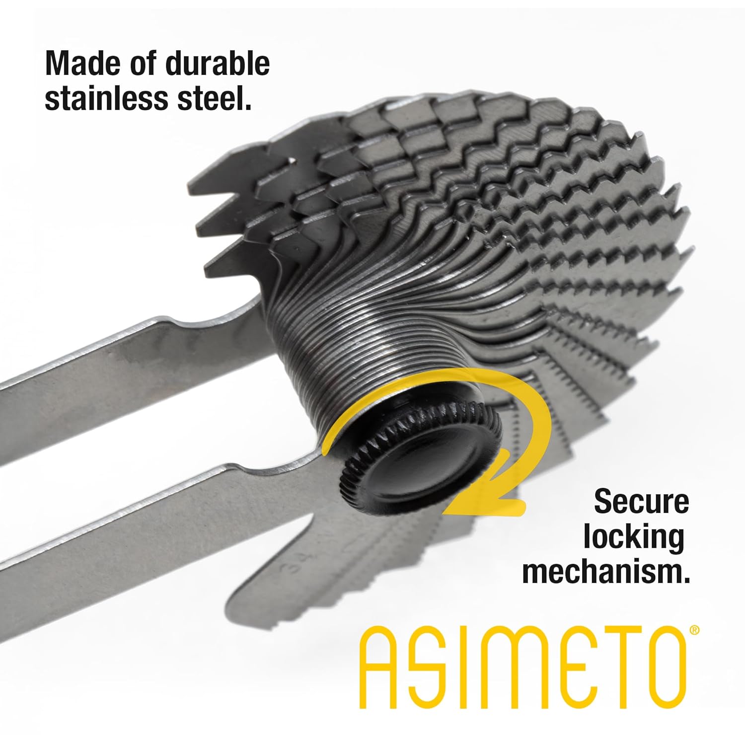 Asimeto 0.4-7mm, 4-42 TPI 51-Leaf Metric & Unified Screw Pitch Gauge – Precision Stainless Steel Thread Checker