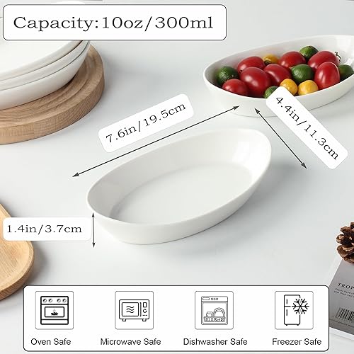 Miniatura 9 de UIBFCWN Platos para hornear gratinados, 7.5 x 4.5 pulgadas, ovalada de cerámica para una sola porción, cazuela individual apta para horno, sartenes