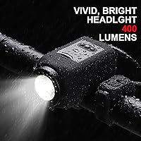 Vista 6 de Bocina de bicicleta con luz, luces de bicicleta de 110 dB para conducción nocturna, 4 modos de luz + 5 modos de sonido, IPX5 impermeable