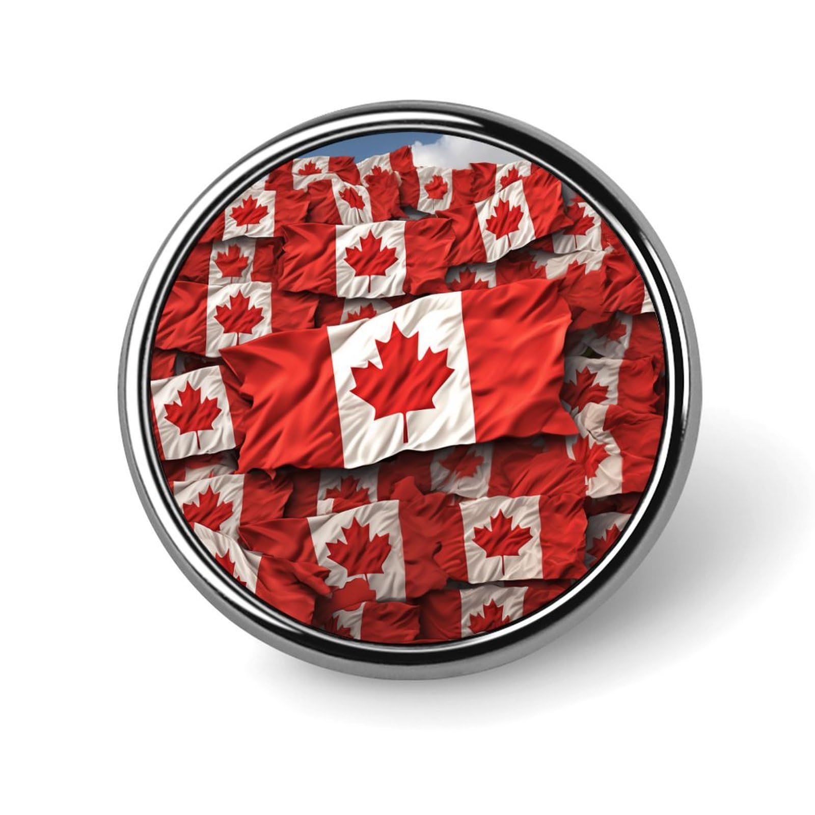 Aluminium Alloy Round Badge Brooch Pins for Men Canadian Flag Brooches Elegant Pin for Women Fashion Button Badges Brooch Badge for Hats Jackets Shirts
