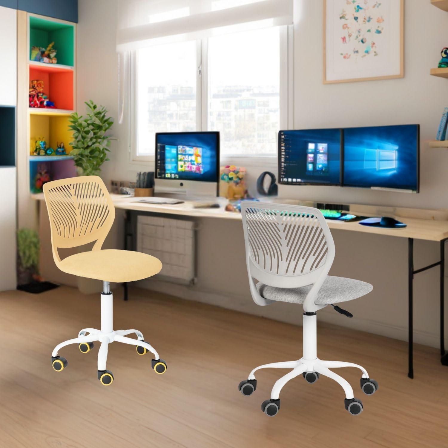 FurnitureR Kinderstuhl Schreibtisch Höhenverstellbar, bunter ergonomischer Jugendstuhl mit Rückenlehne und Armlehnen, Kinderstuhl mit 5 Rädern, für Kinder 3-10 Jahre alt, maximale Belastung 100 kg