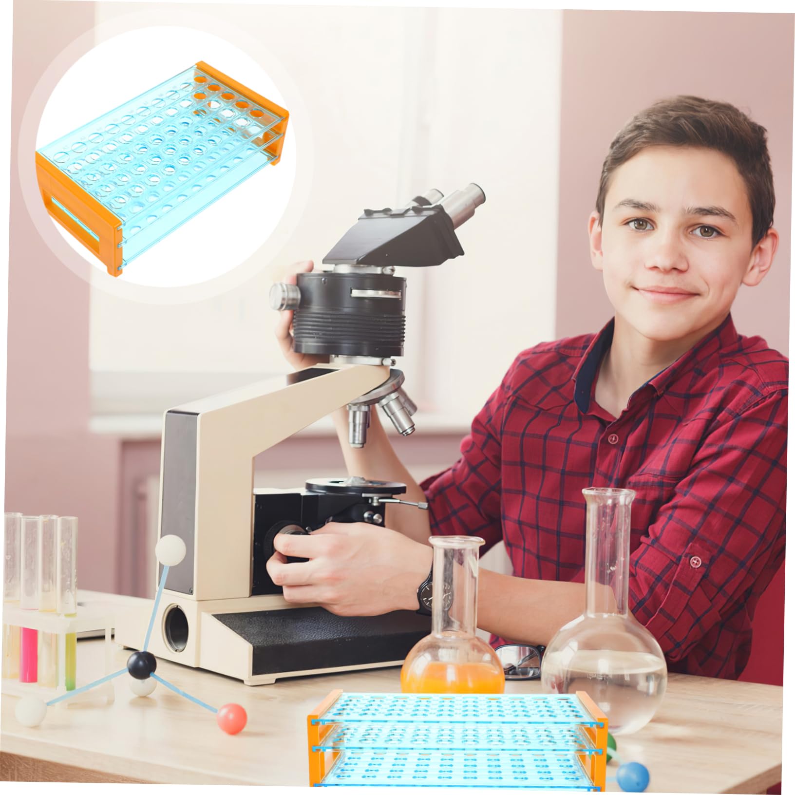 KICHOUSE Test Tube Display Rack 3-Layer Plastic Tube Rack Easy to Clean and Organize for Laboratory Use