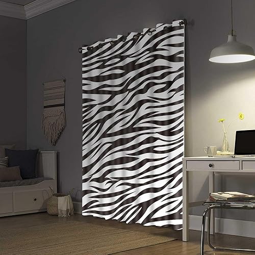 Miniatura 10 de BSPPTI Cortina con estampado de cebra, diseño de animales, oscurecimiento de la habitación, con aislamiento térmico, cortinas opacas con ojales para