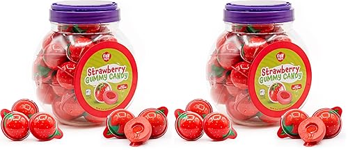 Miniatura 8 de Funtasty Bolas de gomitas de fresa con centro de mermelada, tarro de 19 onzas (30 unidades)