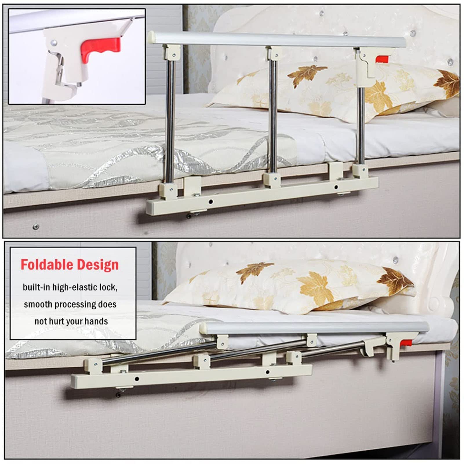 Barandillas de Seguridad para Camas Plegables, fáciles de Montar, barandillas de Cama Plegables para Personas Mayores, Disponibles para la mayoría de los tamaños de Cama, manijas d