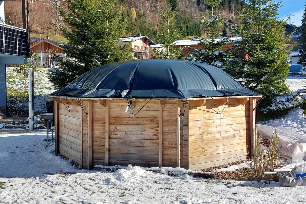 Telone Copertura Invernale Per Piscina Ottagonale 470x300 Cm - PEB 180 G/m², Verde/Nero Con Occhielli E Corda