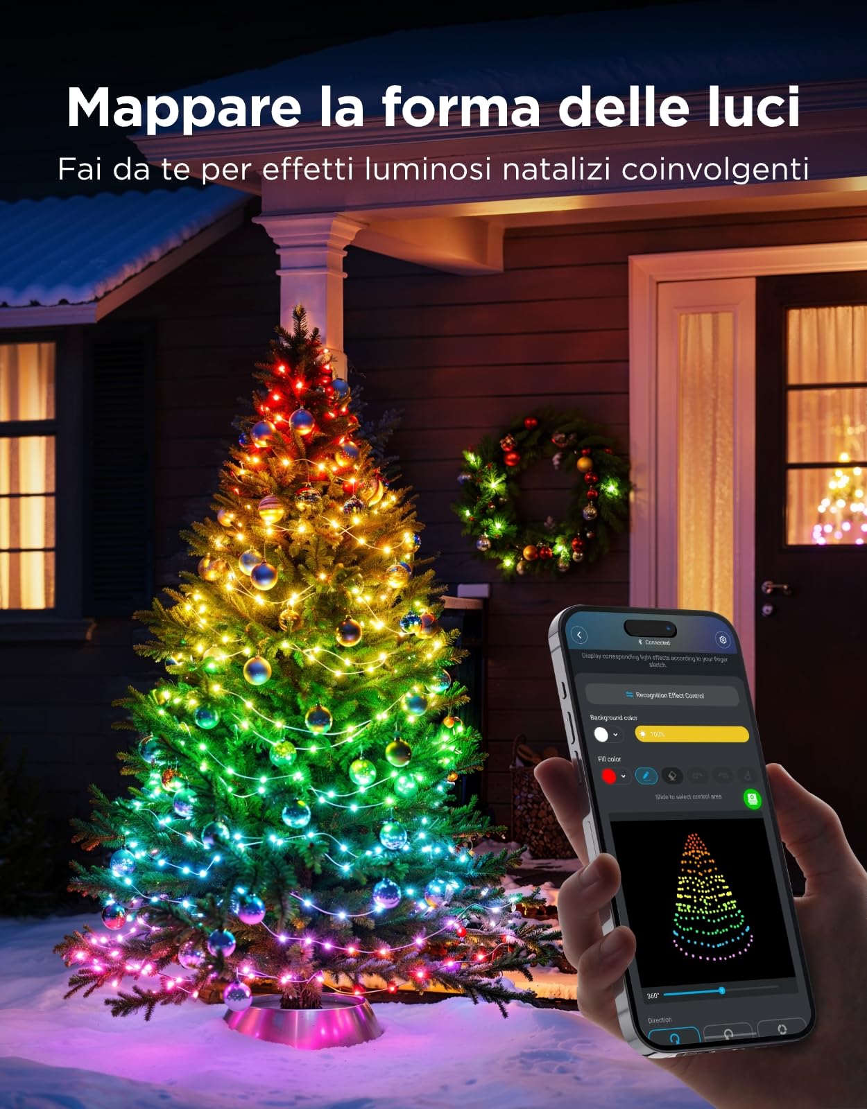 Govee Luci Albero di Natale 20M, Compatibili con Alexa, Cavi Verdi | 200 LEDs，Decorazioni di Halloween e Natale per Esterni e Interni, 130+ Modalità di Scena, IP67, Compatibili con Matter
