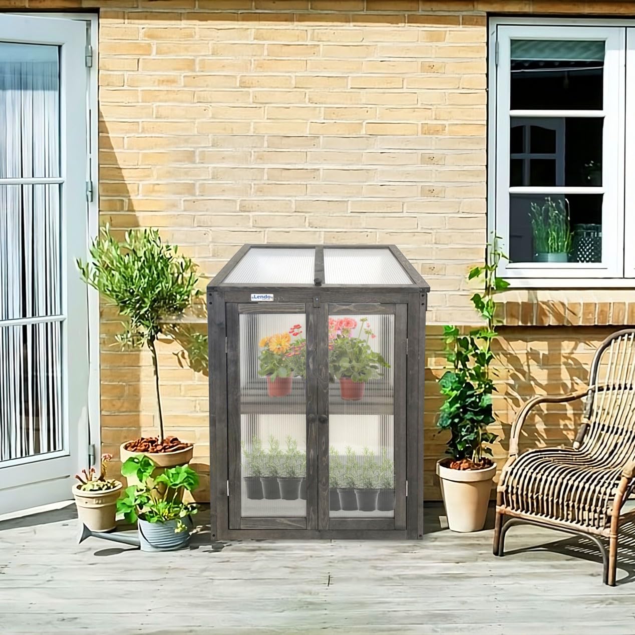 Invernadero - Invernadero - Jardín - Cultivo - Invernadero - Invernadero - Abeto con placas de PC (60x49x97,5cm (gris)