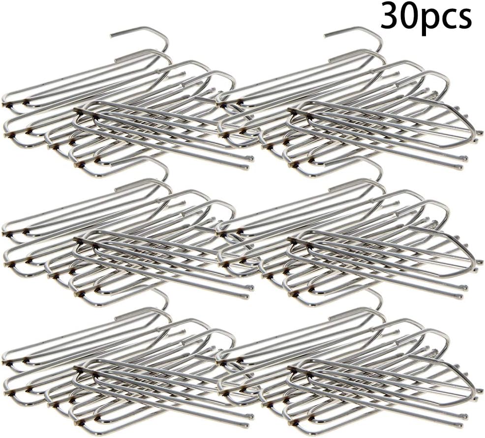 Pure Stainless Steel Curtain Hooks Curtain Pleat Hook 2.56'' x 0.83'' (L x W), for Window Curtain Door Curtain Shower Curtain, 30pcs