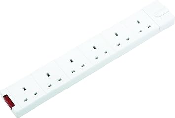 Masterplug SXG-MP Permaplug Range Six Socket Trailing Socket with Power Indicator, without Plug and Cable, 13 Amp, White