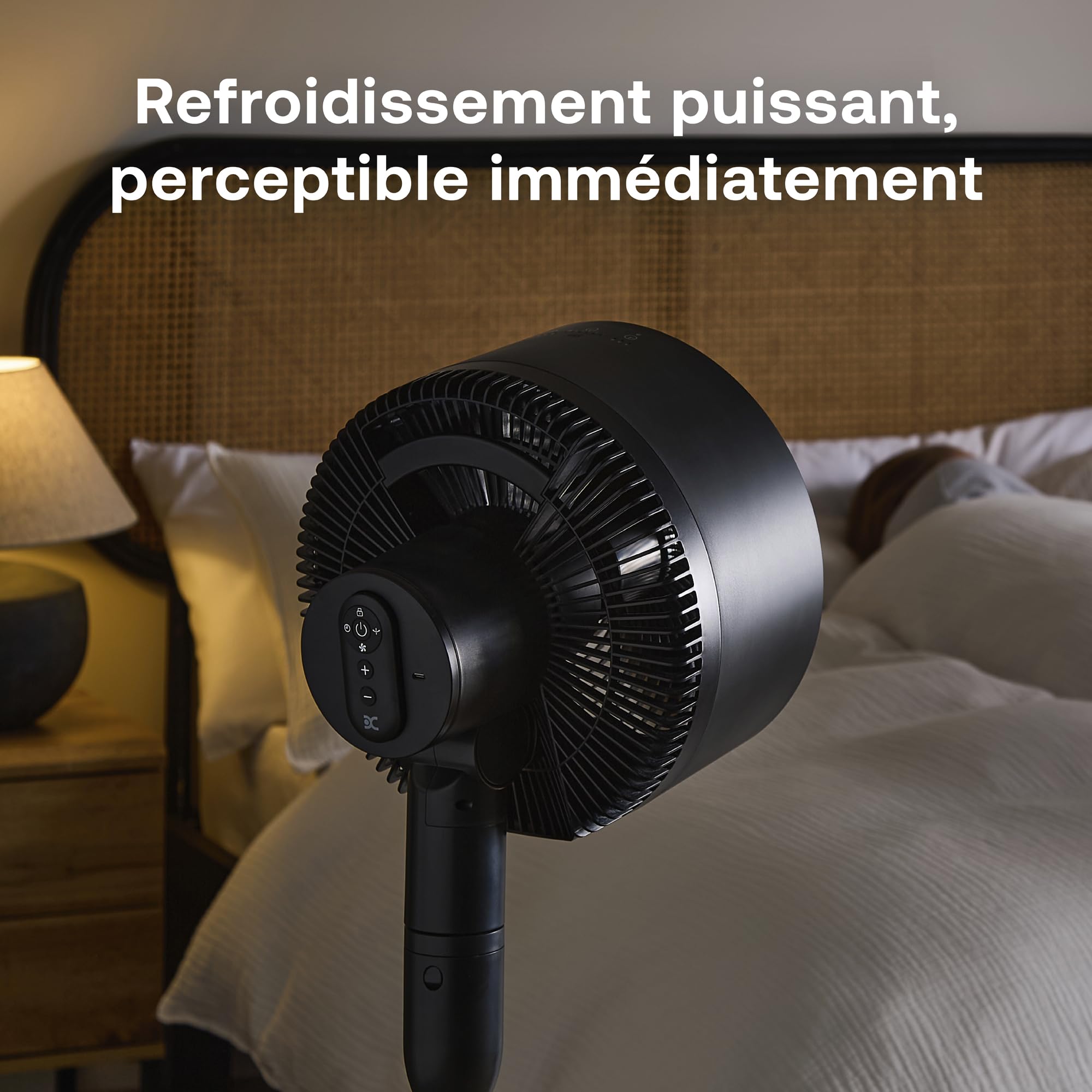 DIMPLEX DUOCOOL Smart Ventilateur sans Fil 2-en-1, Pied & Table, Batterie 45 h, 5 Vitesses + Turbo, 20 m, 36 dB, App, Google Home & Alexa, Télécommande, Noir