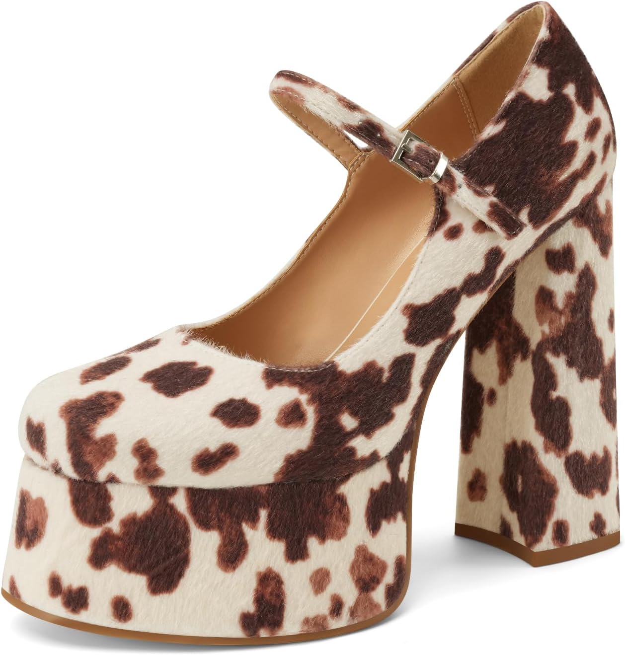 Women's Dressy Platform Chunky High Heels Patent Leather Ankle Strap Closed Toe Heeled Mary Jane Pumps Shoes