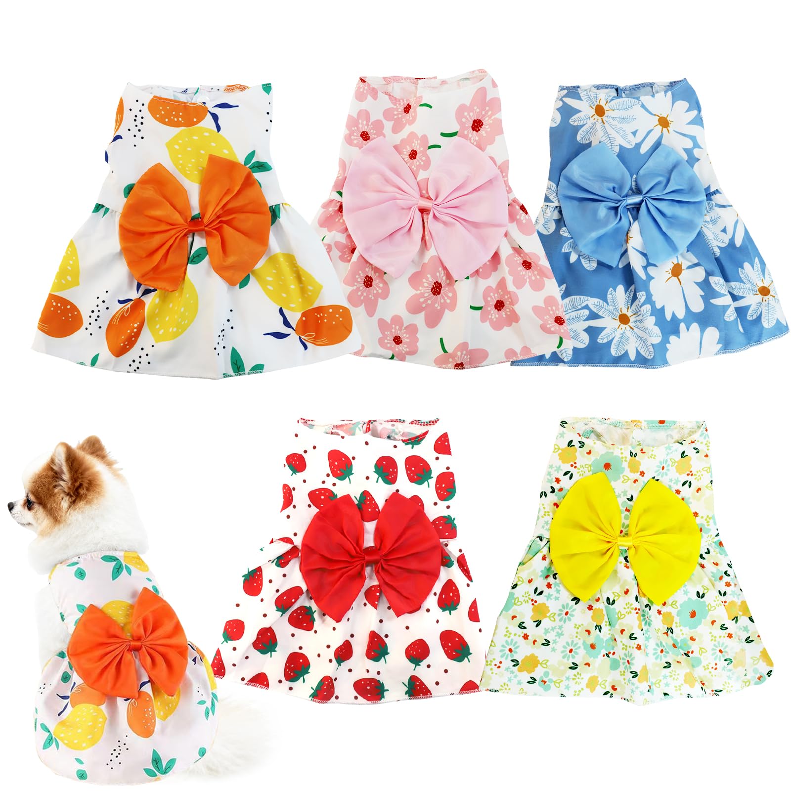 Robe motif floral pour petit chien et chat lot de 5 jupes été pour chiots