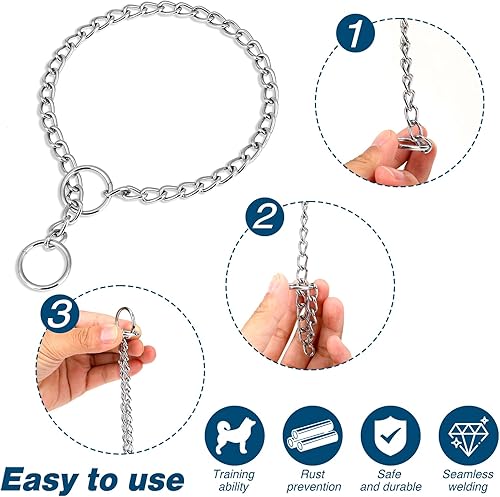 Miniatura 3 de Collar de estrangulador para perros, collar de cadena de estrangulamiento para perros, collares de cadena para perros, gargantilla de entrenamiento