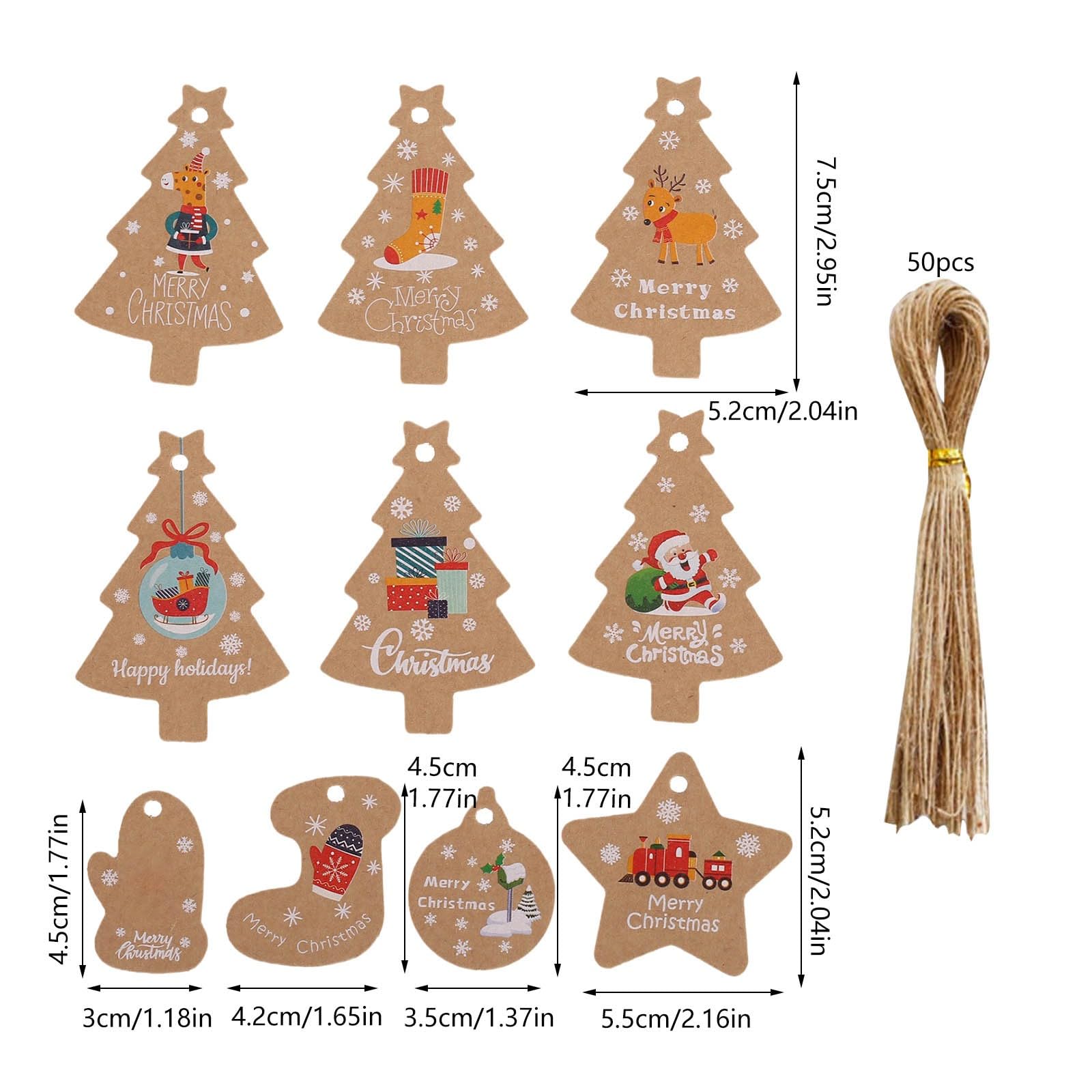 Decorazioni per albero di Natale da appendere all'albero di Natale, decorazione per albero di Natale, festa di Natale, biglietti da appendere, in carta kraft dipinta, ZsW396 (cachi, taglia unica