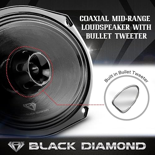 Miniatura 2 de BLACK DIAMOND Altavoz de rango medio 6x9 550 vatios 4 ohmios con tweeter Bullet XT69