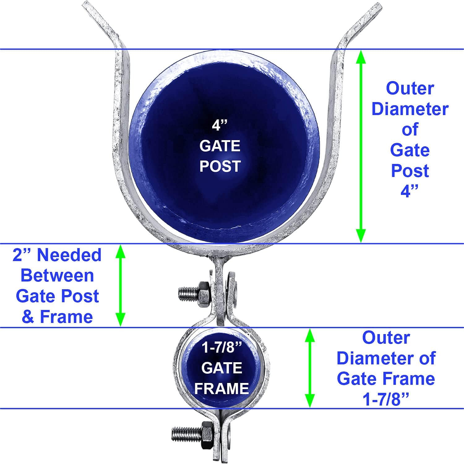 1-7/8" x 4" Chain Link Fence Gate Fork Latch - Fence Gate Latch - Galvanized Fence Gate Latch with Hole for Padlock