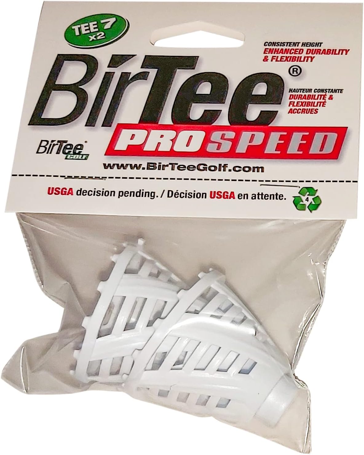 BirTee Pro Golf Tees - Size #7 (1 3/4") Individual Size Packs - 2 Tees Per Pack. Winter/Mat/Simulator Tees