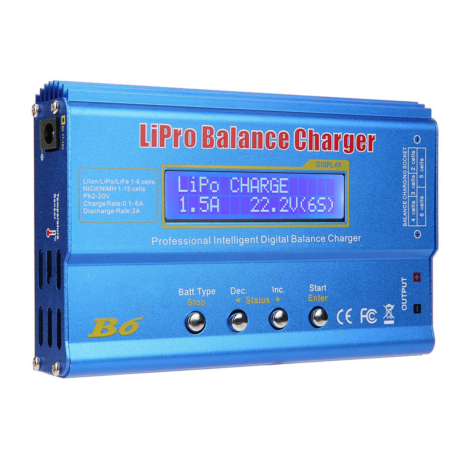 Fafeicy Cargador Balance RC 80W para Baterías LiPo NiMH Li-Fe, con Pantalla LCD Digital, Carga en Paralelo, Monitor de Voltaje de Entrada y Enchufe UE
