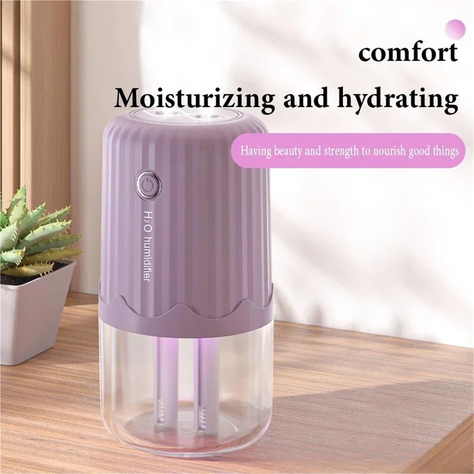 Umidificatore, Umidificatore USB A Doppio Spruzzo Di Grande Capacità, Macchina For Incenso Silenziosa Da Scrivania For Ufficio E Casa, Luce Notturna per Casa e l'ufficio(Purple)