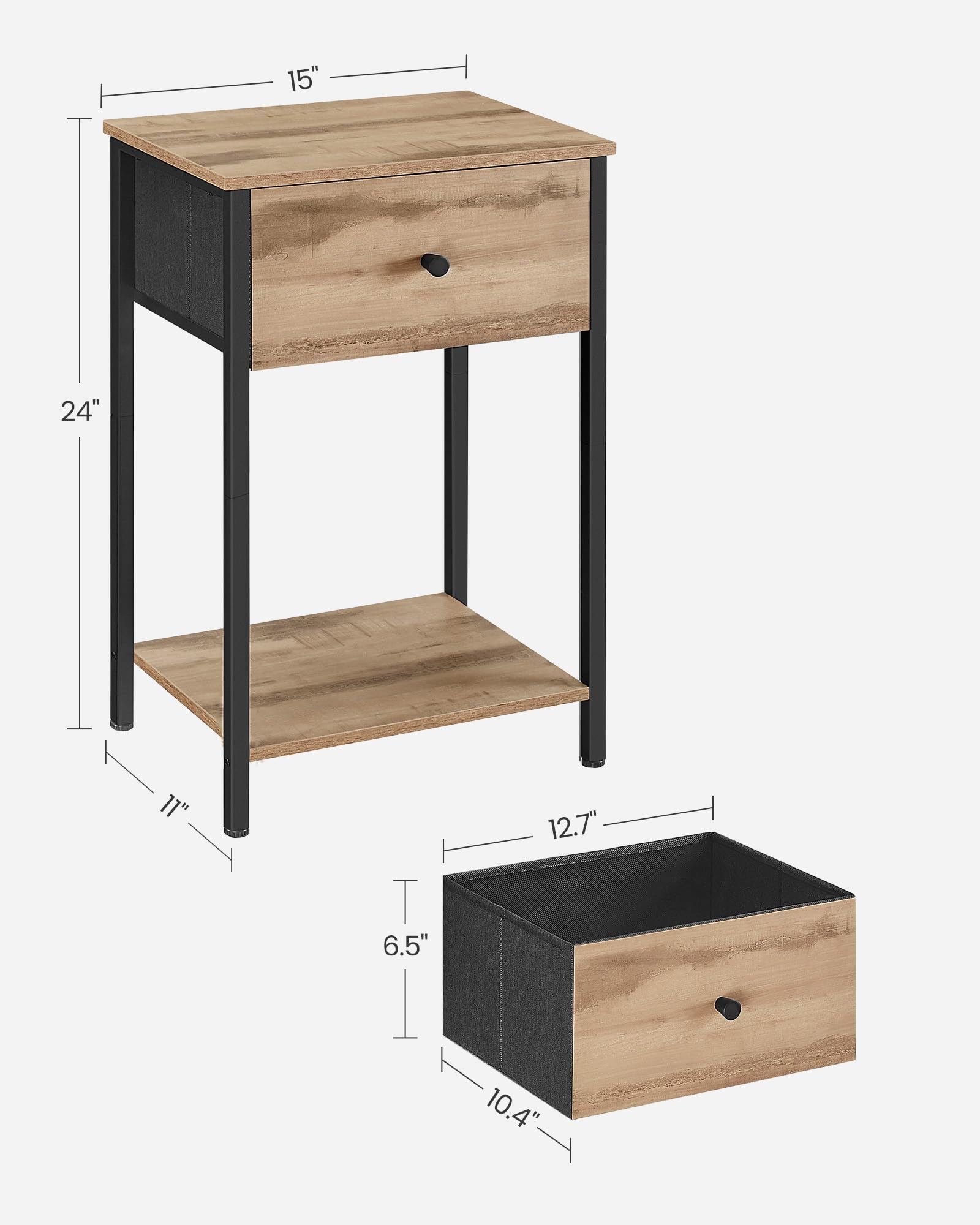 値下げ我谷風盆　約31.5cm×約21cm×約3.5cm Amazon.com: VASAGLE Nightstand, Side Table with Fabric