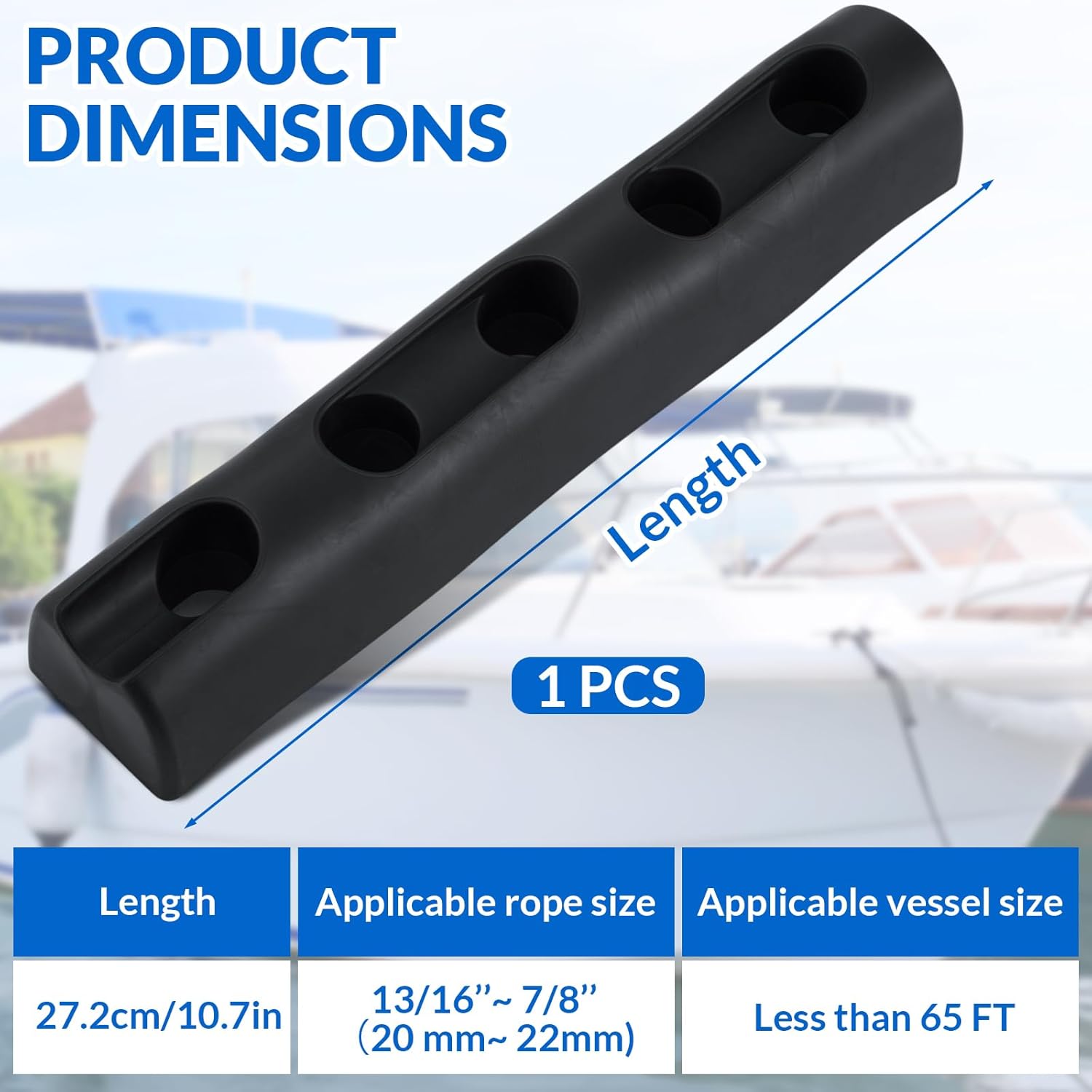 Seenelling 1 Pack Marine Rubber Boat Dock Line Mooring Snubbers for 13/16" to 7/8" Rope, Made of Rubber, Mooring Anchor Snubber Reduce Shock & Protect Dock Lines for Boats, Pontoon & Yacht