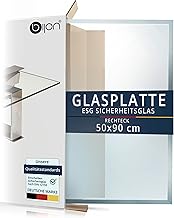 bijon Glasplatte Tisch ESG Sicherheitsglas Rechteck - Für Esstisch, Couchtisch, Gartentisch, Schreibtisch, Bodenplatte, Funkenschutz, Kaminschutz - Glasplatte 50x90 cm oder 90x50cm