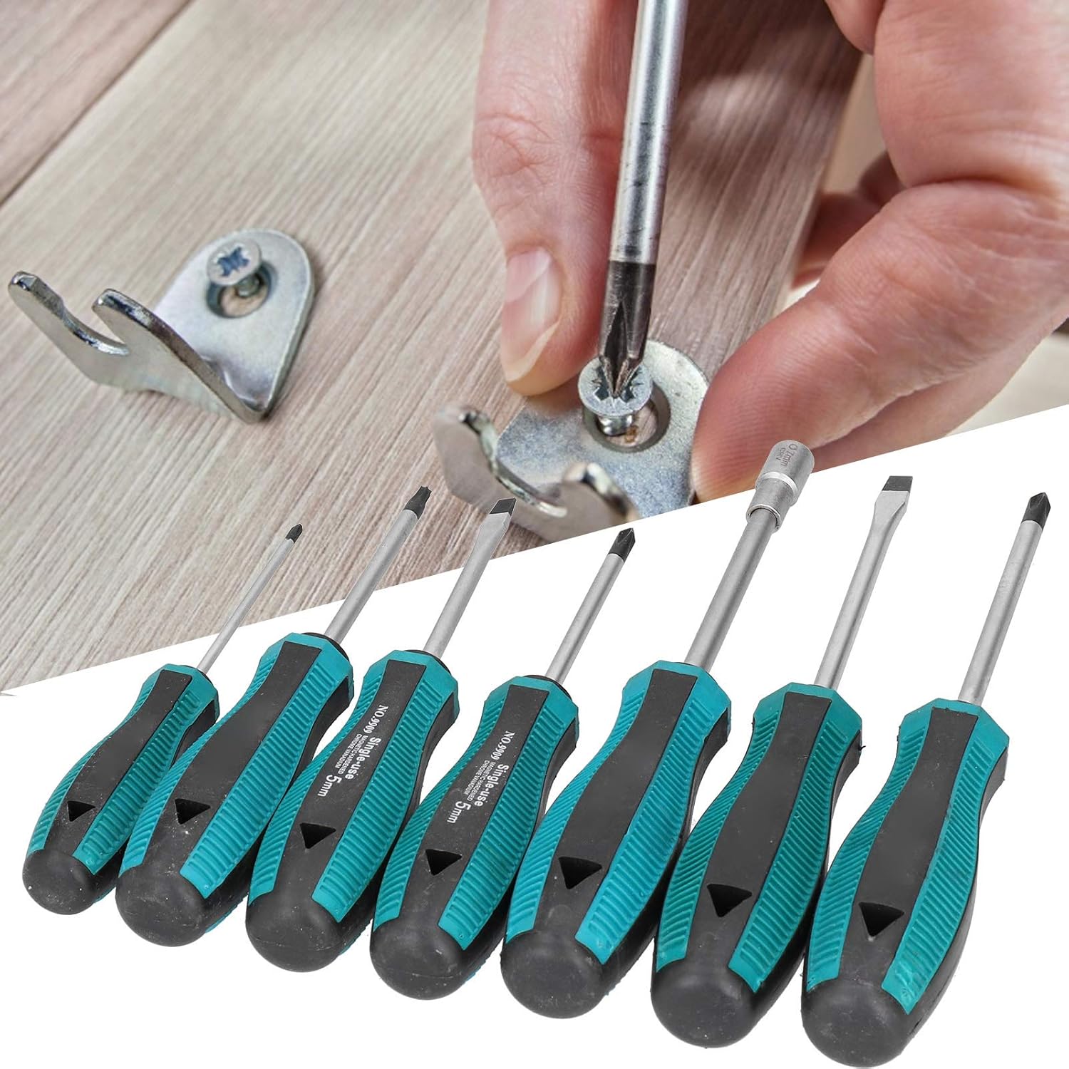 7Pcs Magnetic Screwdrivers Set, 3 Phillip and 2 Flat, Alloy Steel Nut Driver Professional Grip Screwdriver Set with Hand Tools for Mechanical Maintenance, Home