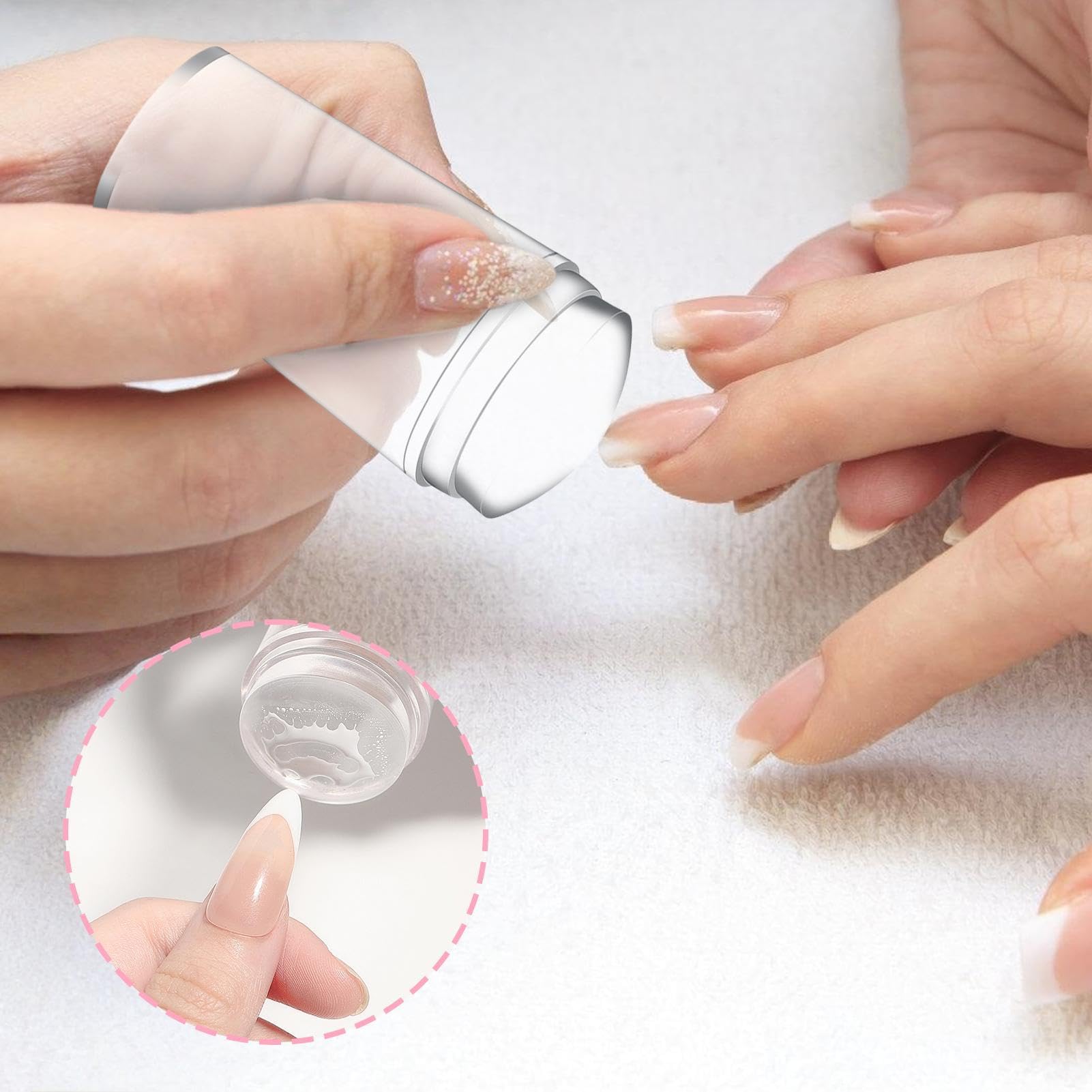 Kit Di Timbri Per Unghie Con Punta Francese In Silicone Stampo Per Unghie In Silicone Trasparente Strumento Di Stampa Per Nails Per Ragazze Manicure A Casa Salone D'arte Fai Da Te