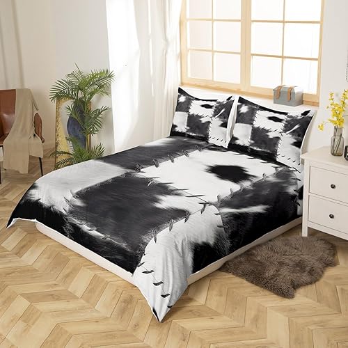 Miniatura 3 de Funda de edredón de piel de vaca, tamaño Queen, juegos de ropa de cama con estampado de piel de vaca para adultos, mujeres, hombres y adolescentes,