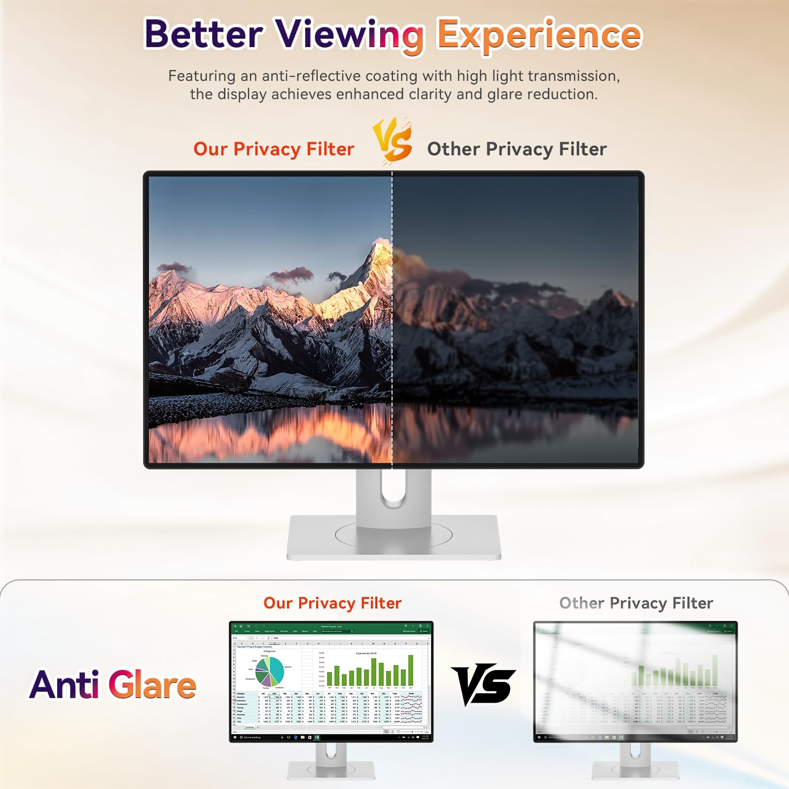 Protector de pantalla curvo de privacidad para computadora de 34 pulgadas para monitor de pantalla ancha de relación de aspecto 21:9, protección ocular extraíble, filtro de luz azul antirreflejos