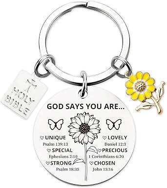 Inspirational Christian Gifts Keychain for Women - Religious Gift Keyring for Men, Priests, Sister, Friend, Mom, Catholic
