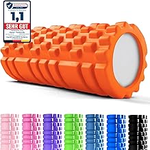 unycos - Faszienrolle (33x14 cm), Fitness-Rolle mit 3D Texturmassage und 50 Übungen E-Book, Hartschaumrolle zur Selbstmassage, Belastbar 130 kg, Massagerolle für Funktionales Training (Orange)