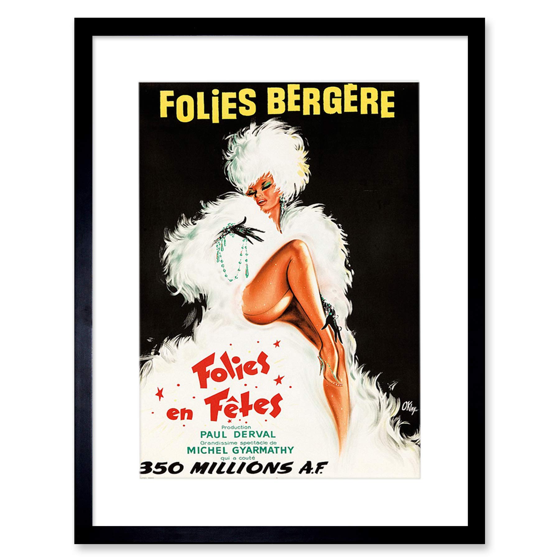Wee Blue Coo Folies Bergere Theatre Cabaret Artwork Framed Wall Art Print 12X16 Inch