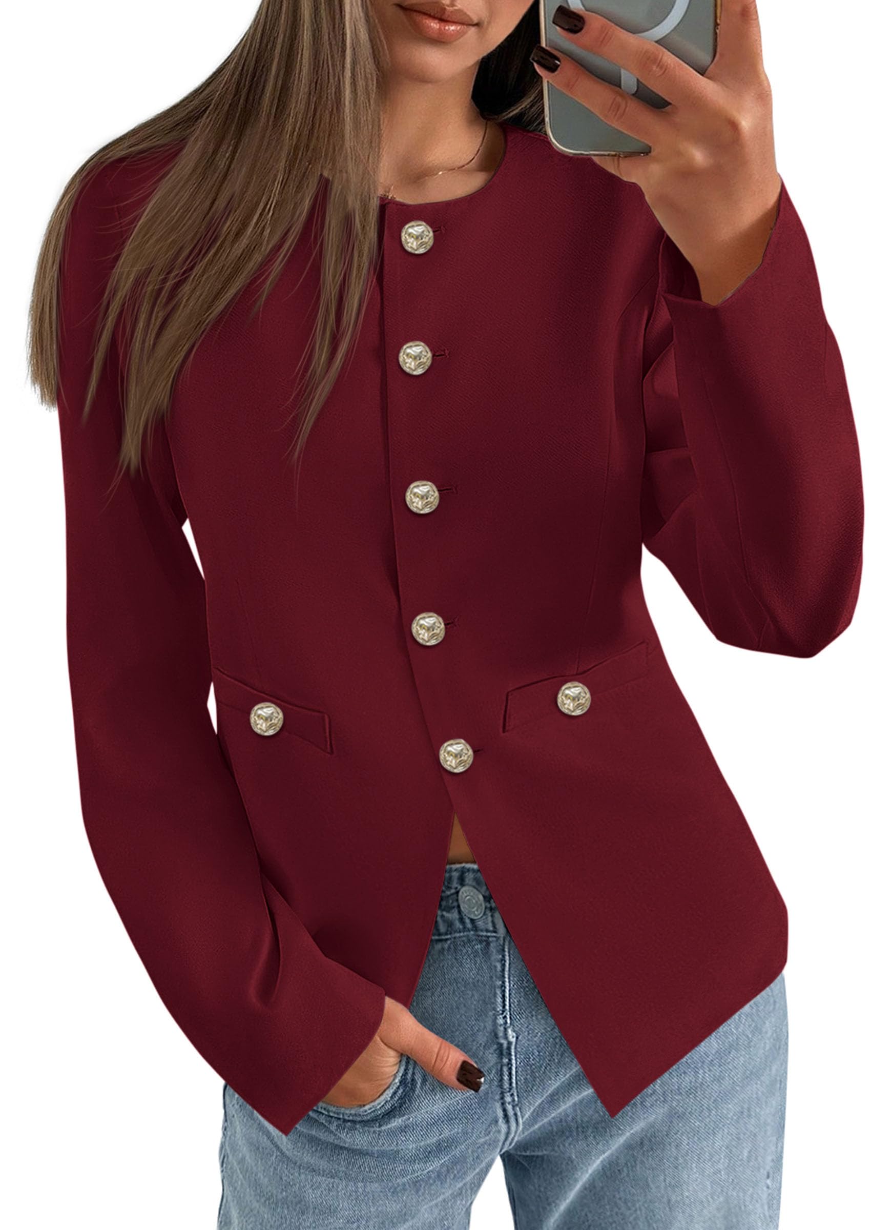PRETTYGARDEN Womens 2026 Fall Blazers Button Down Fitted Lightweight Dressy Work Suit Jackets Trendy Business Casual Outfits