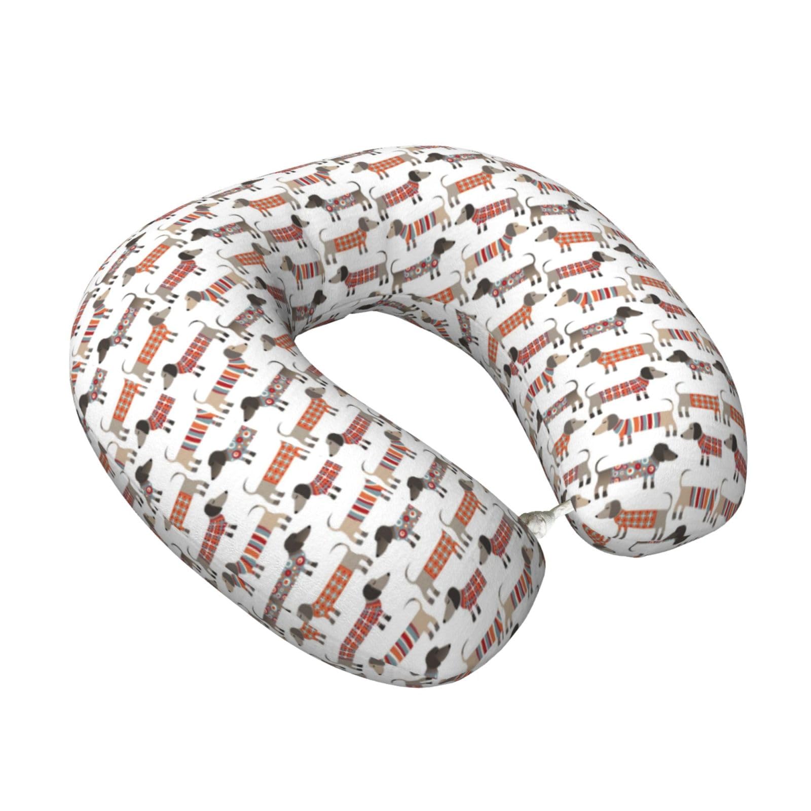 LKYMOH Dachshund Sausage Dog, Travel Neck Pillow U-Shaped Memory Neck Support Soft Comfortable With Washable Cover For Airplane Car Traveling and Office