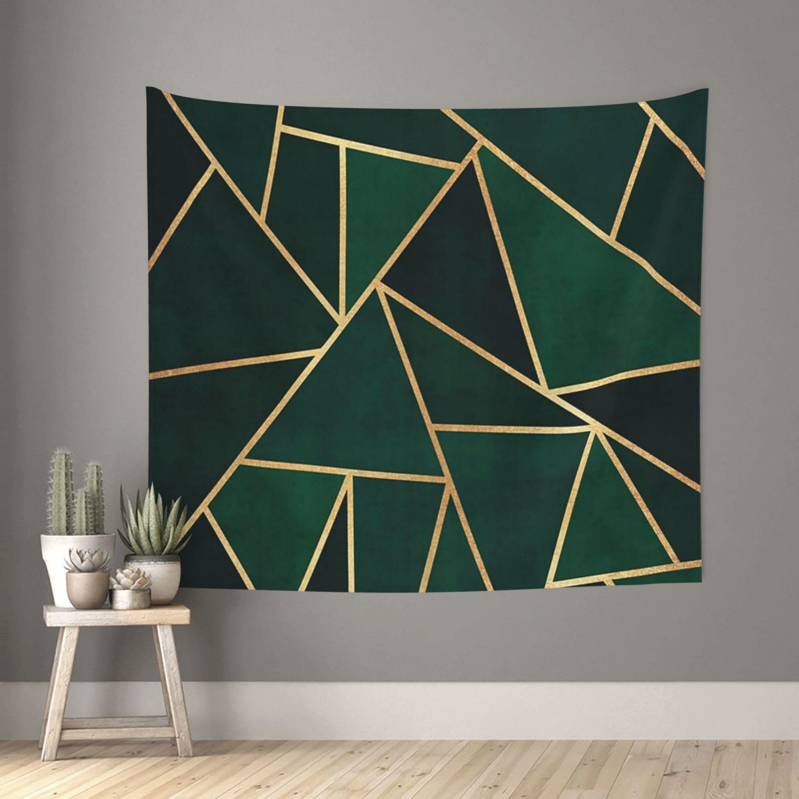 EgoMedTapestry, Wall Tapestry Durable Wall Decoration Tapestry For Living Room 60X51 inGreen & Gold Pattern