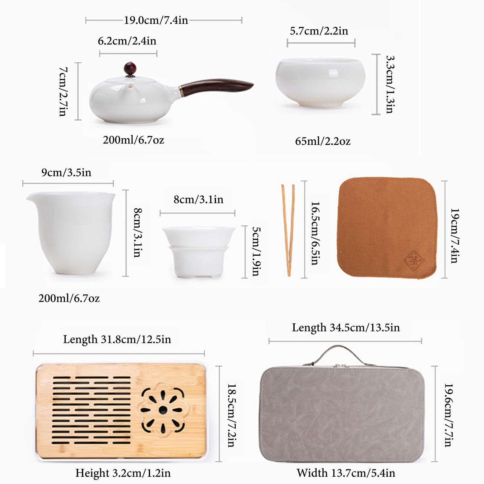zestaw do herbaty, Zestaw do herbaty z porcelany kostnej, 10 sztuk, filiżanki japońskiej i 6 filiżanek Czajniczek ze spodkami Pudełko upominkowe na podwieczorek w biurze Świetny prezent-A