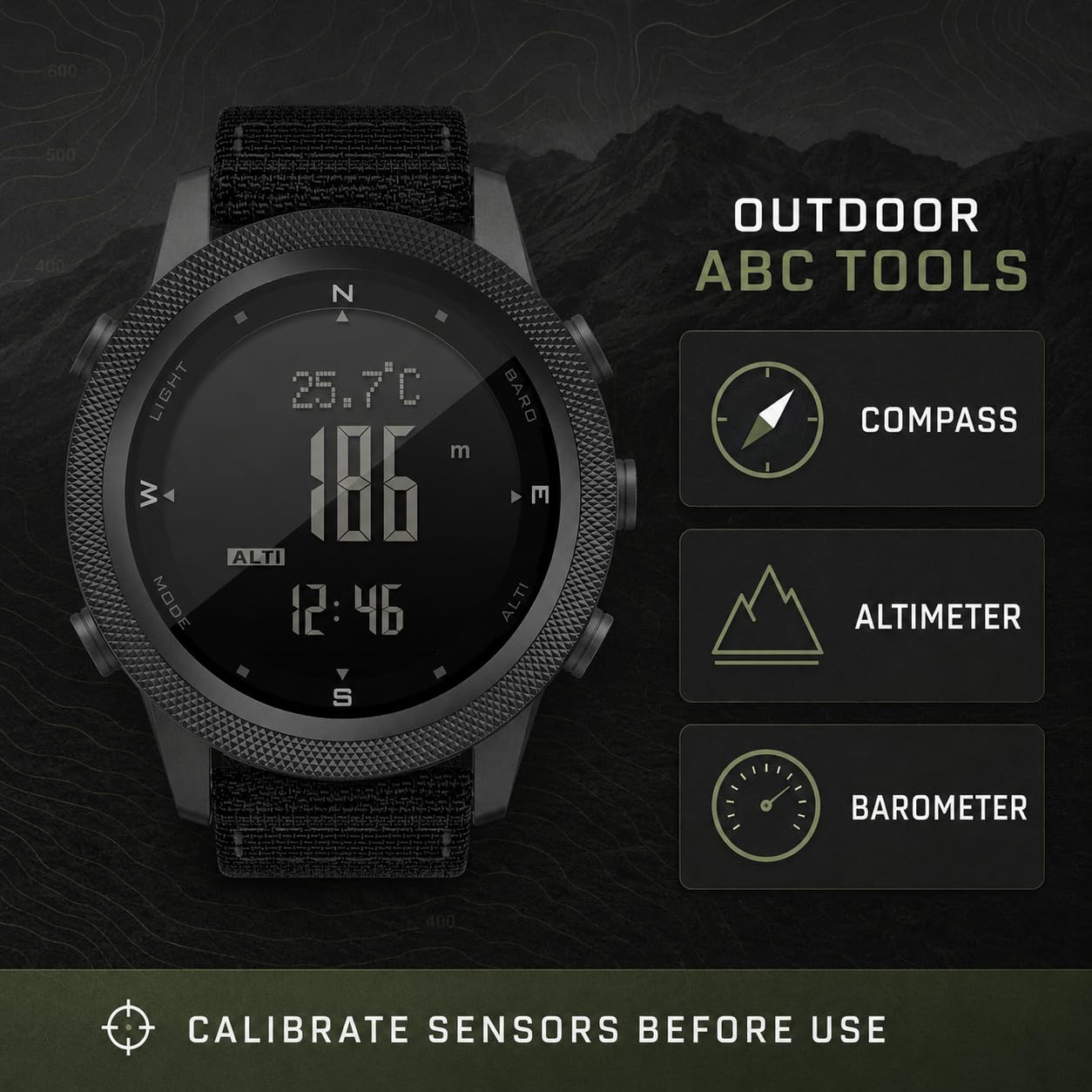 NORTH EDGE APACHE-46 Męskie Cyfrowe Zegarki Sportowe Wojskowe Kompas Temperatury Kroki Tracker Sportowe Zegarki Survival Tactical, Czarny silikon, silicio, pasek