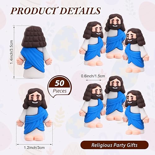 Vista 2 de Bememo 50 mini figuras de Jesús de diseño original, juguetes de Jesús, pequeñas figuras para esconderse y buscar escuela dominical religiosa fiesta